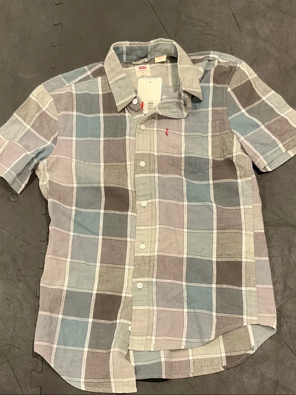 Levi's Men's Short-Sleeve Plaid Button-Down Shirt - Blue Gray Brown